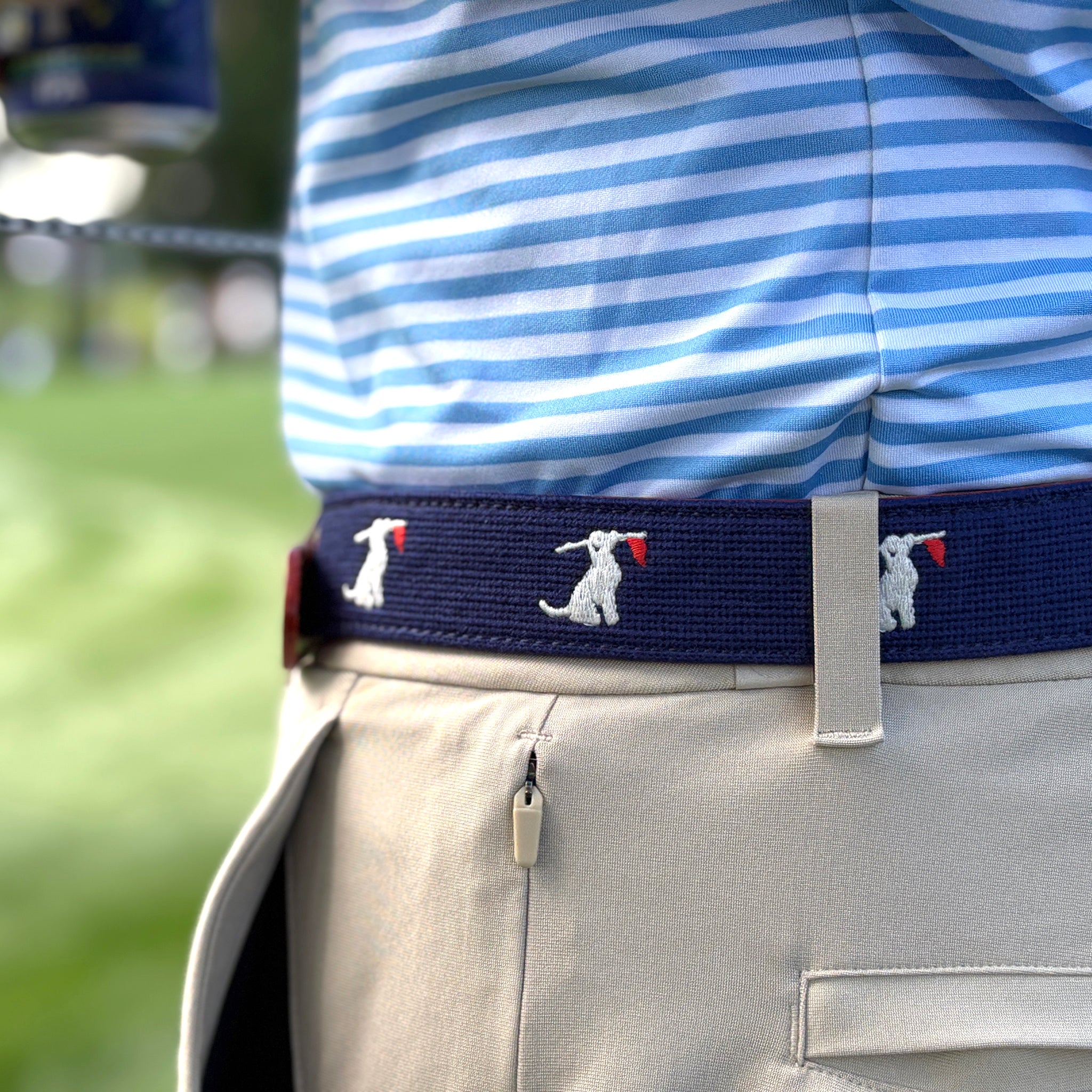 The Birdie Belt - Men's Navy Needlepoint Belt