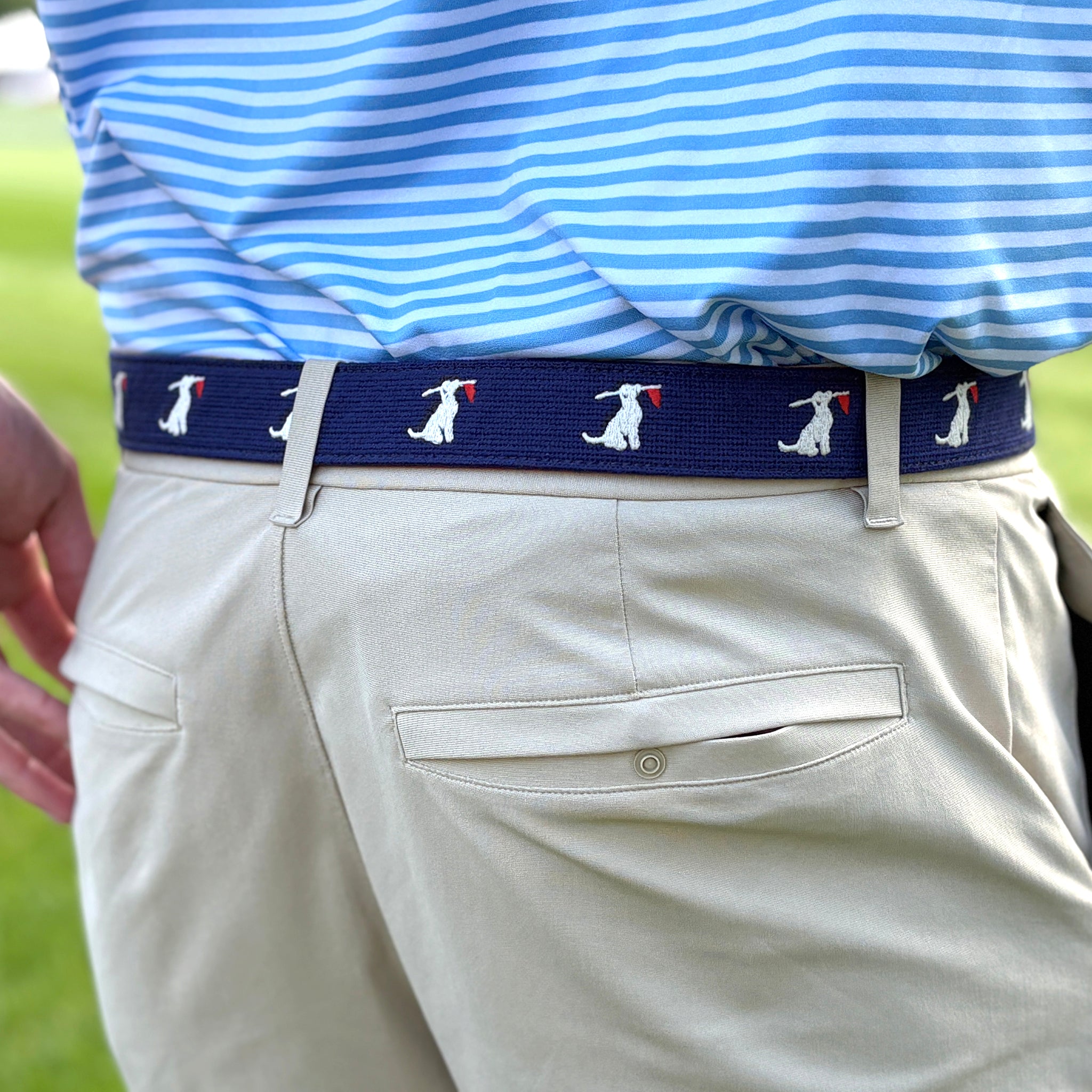 The Birdie Belt - Men's Navy Needlepoint Belt