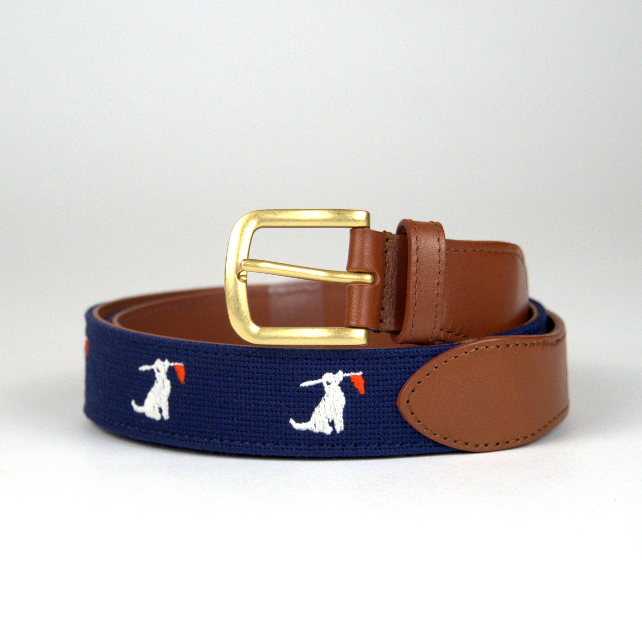 The Birdie Belt - Men's Navy Needlepoint Belt